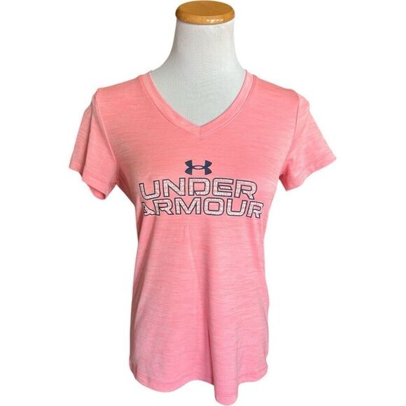 Womens Under Armour UA Velocity Graphic V Neck Dri Fit T-Shirt Tee Shirt - Sz XS - Picture 2 of 2
